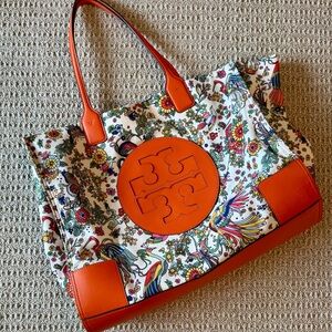 Tory Burch RARE "Ella" Orange Tote Bag - Vibrant and Spacious